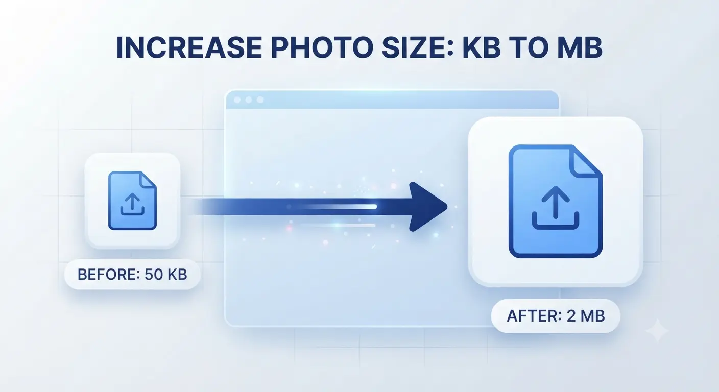 How to increase photo size from KB to MB online